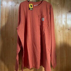 NEW! CARHARTT TK5422 XLT Men's Men Long Sleeve Relaxed Fit Shirt Burnt Orange